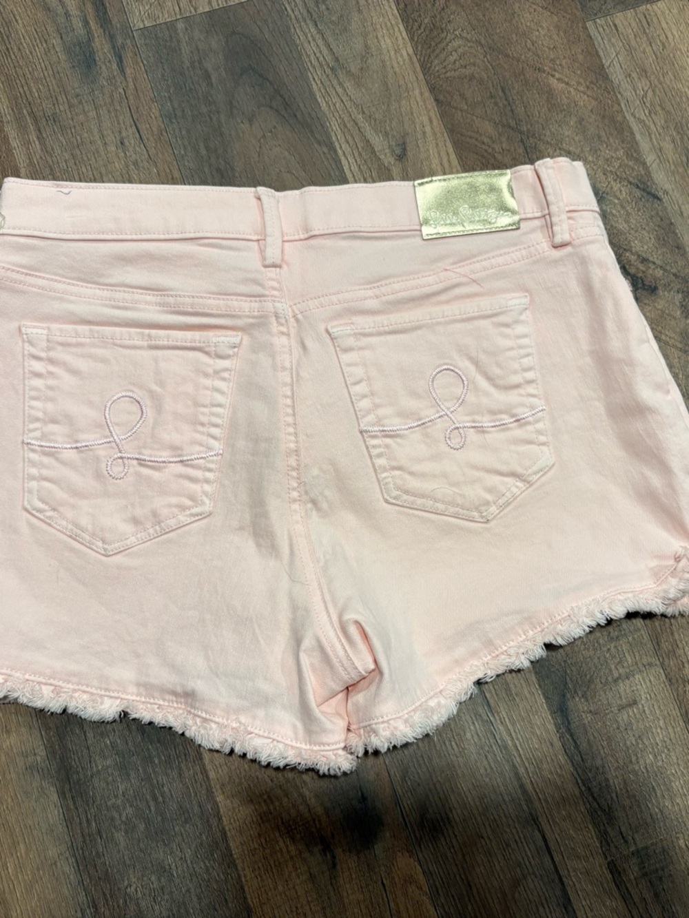 Lilly Pulitzer South Ocean Pink High Rise Frayed Hem Denim Shorts size 6 - Picture 6 of 9